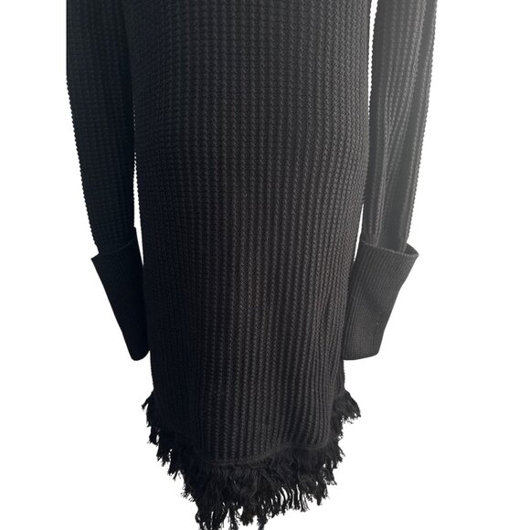 Who What Wear Medium Black Ribbed Knit Turtleneck Sweater Dress Fringe Hem NWT - Picture 5 of 12